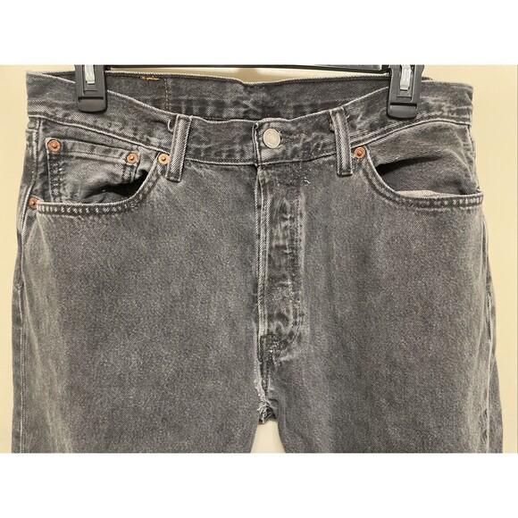 VTG 90s Levis 501 Jeans Mens 34x34 Black Straight Leg Button Fly USA Denim - Picture 2 of 14